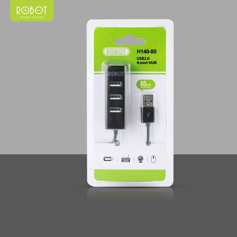 USB HUB 4 Port Robot H140-80 (Panjang Kabel 80cm) - Garansi Resmi 1 Tahun