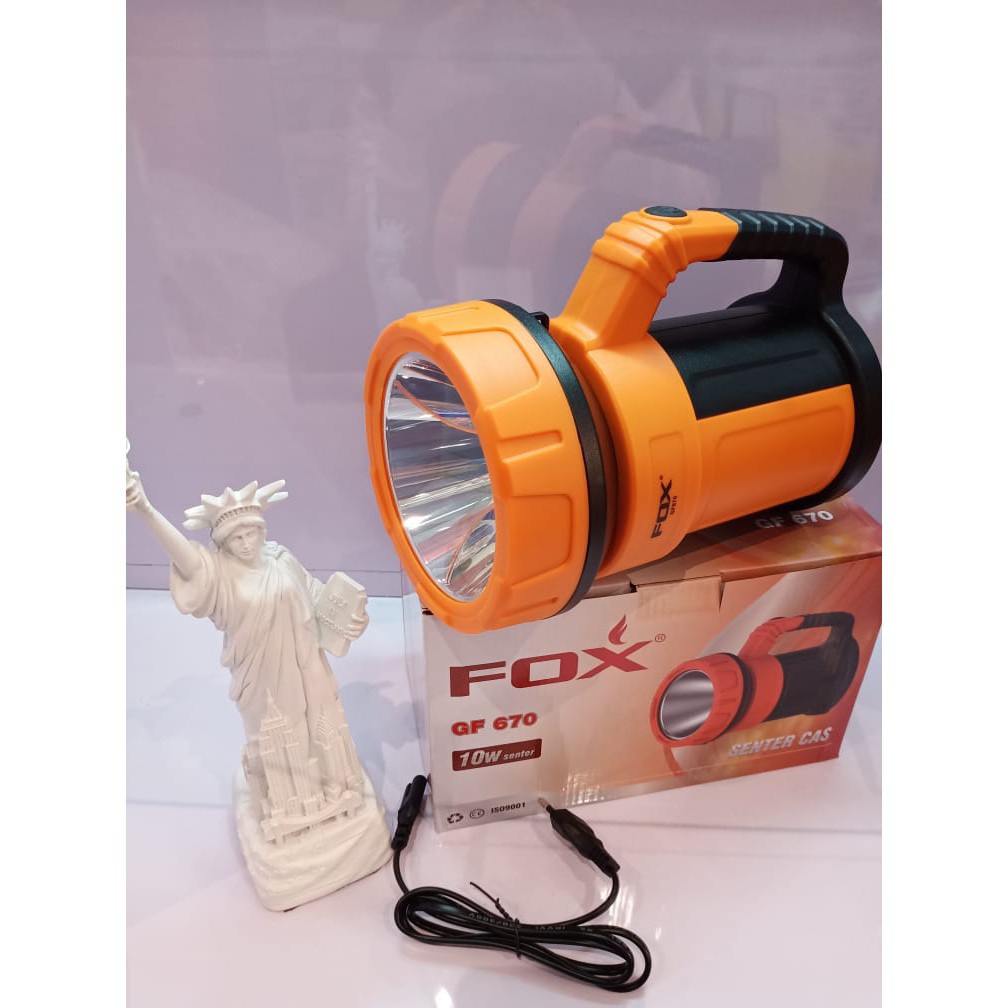 Senter jumbo jarak jauh Fox GF 670 10W charge tanpa emergency hanya sorot saja SENTER GENGGAM besar