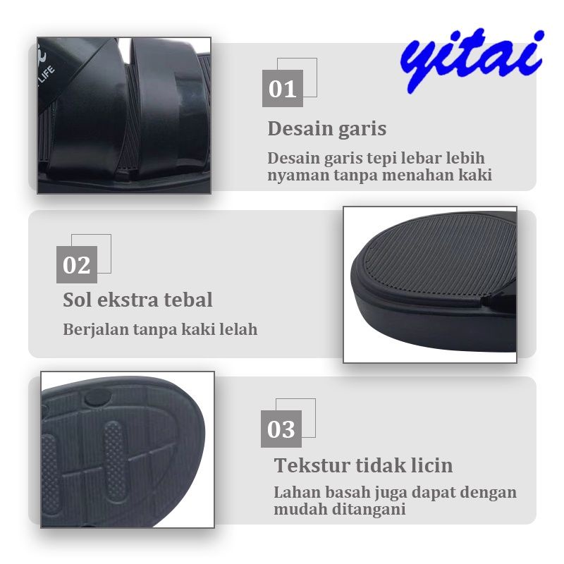 Yitai Sendal Karet Wanita Dewasa Remaja YT 628 Sandal Slop Selop Anti Air Slip