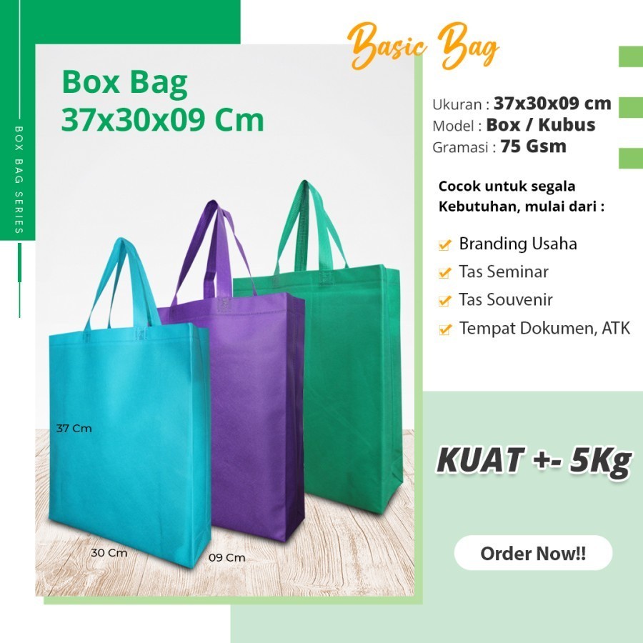 

Tas Goodie Bag Spundbond Souvenir Seminar 37x30x9 Plus Sablon Custom