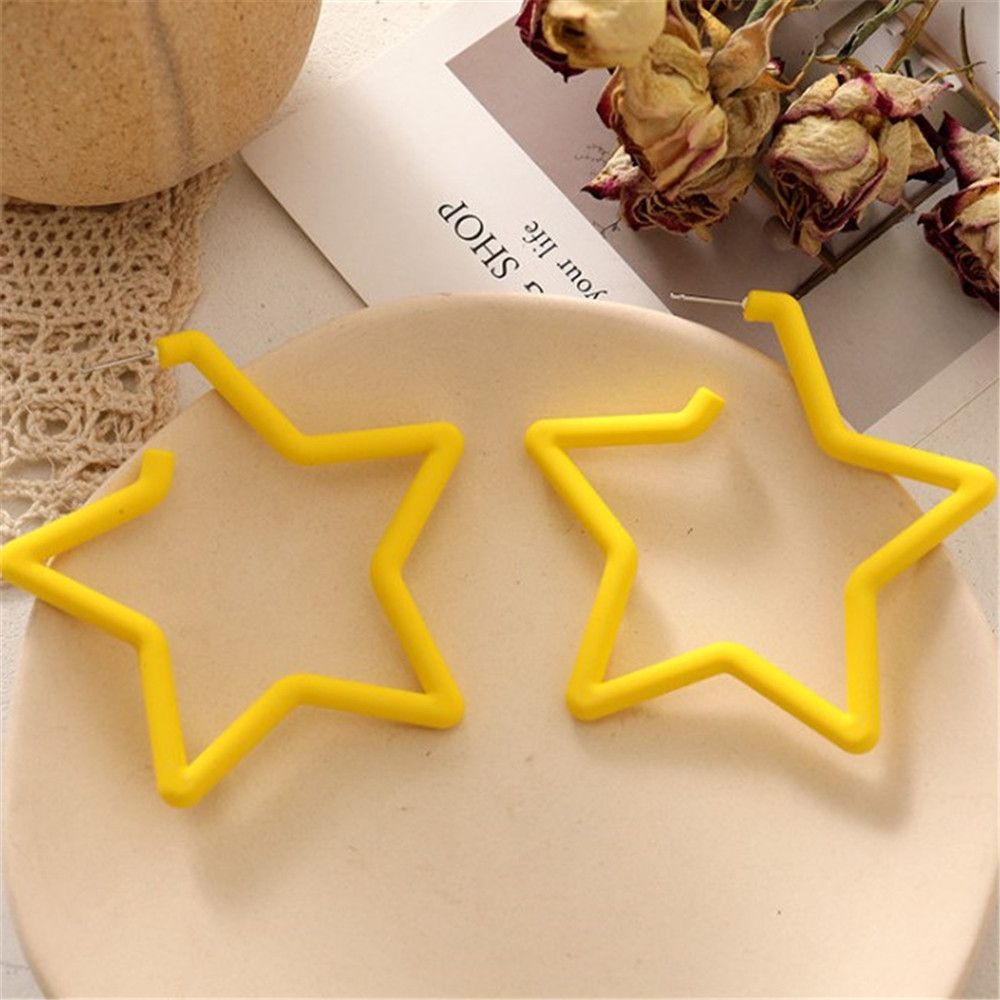 ROW Accessories Geometric Earrings Fashion Hoop Earring Colorful Star Women Cute Personality Vintage Bright Fluorescence/Multicolor