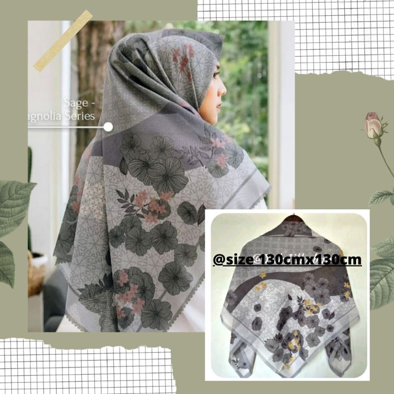 NEW JILBAB HIJAB VOAL MOTIF SYAR'I 130X130 PREMIUM SQUARE LASERCUT KERUDUNG SEGI EMPAT-WB ABU