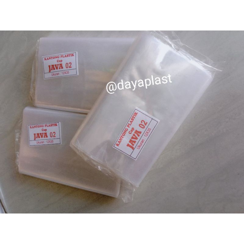 

plastik bening JAVA 02 UK. 12x35cm / 13x35cm