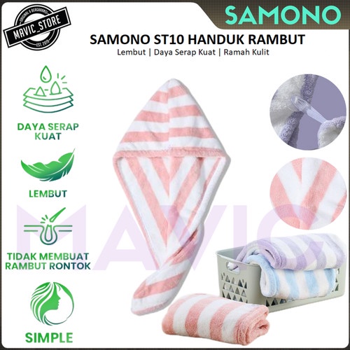 Samono Handuk Rambut Keramas Hair Dryer Fleece Cepat Kering Fiber Magic Towel Lembut Handuk Turban Pengering Rambut dengan Tali Pengikat ST10 ALBINO88