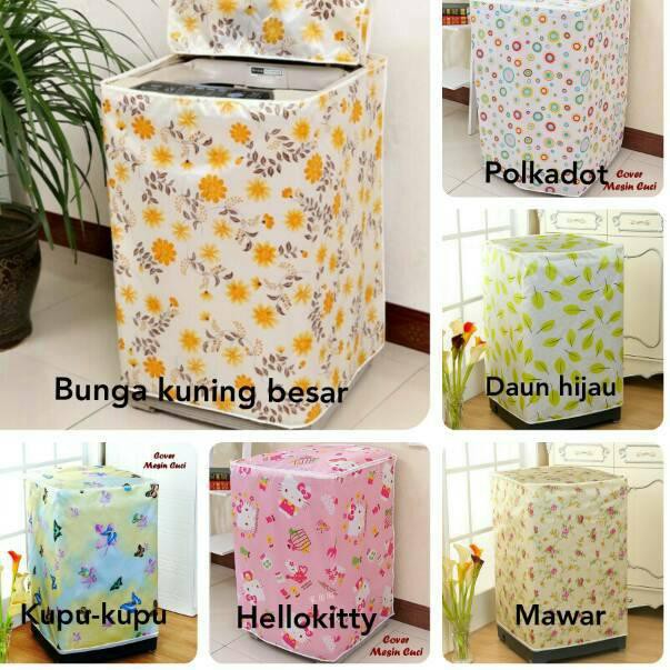 (harga Grosir) Cover Sarung Pelindung Mesin Cuci 1 Tabung Buka Atas Top Loading Bahan Satin Waterpro