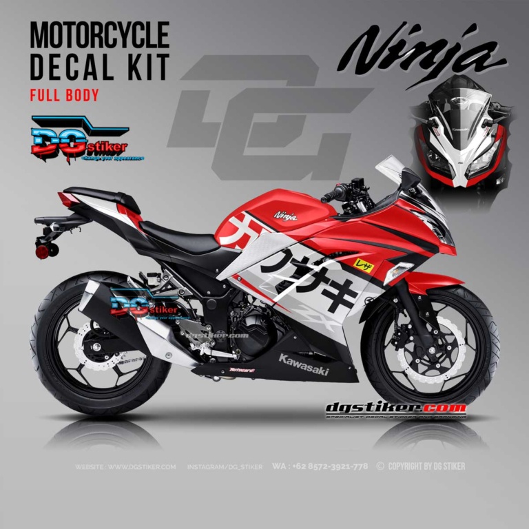 Decal Stiker Ninja 250 FI Merah Putih Japanes