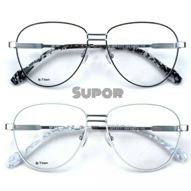 Frame kacamata minus Aviator GF FERRE swiss ORIGINAL Titanium Pria wanita Unisex