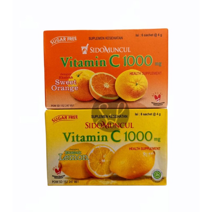 Vitamin C 1000 mg SidoMuncul 4gr Isi 6pc Extra Lemon Suplemen Kesehatan