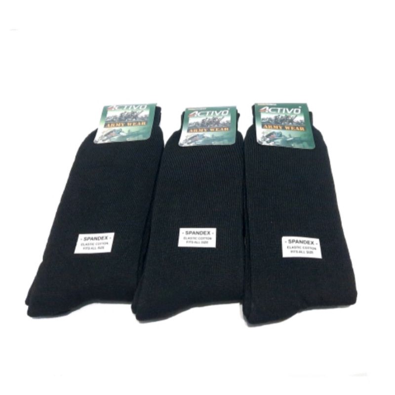 promo !!! ( 3 pasang ) kaos kaki TNI-POLRI hitam polos panjang sebetis pria dewasa bahan tebal adem lembut dan berkualitas terjamin bagus ukuran size