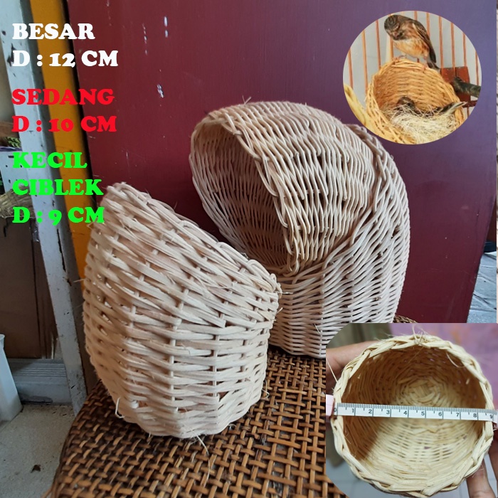 GOWOK ROTAN PENJALIN SARANG BURUNG FINCH KENARI CIBLEK PLECI TEMPAT TERNAK BREEDING BERTELUR BURUNG