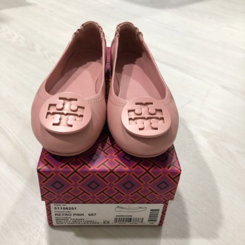 Tory Burch Minnie Travel Logo Flats Perfect Pink