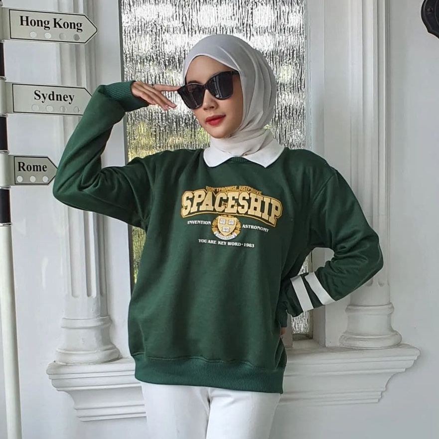 Nara Grosir - Spaceship Colar Sweater | Fashion Terkini | Sweater Termurah