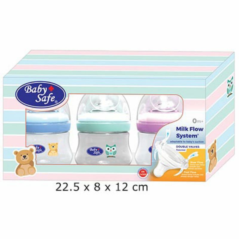 BABY SAFE - BOTOL SUSU WIDE NECK BOTTLE SET 125ML ISI 3 ( WNS01)