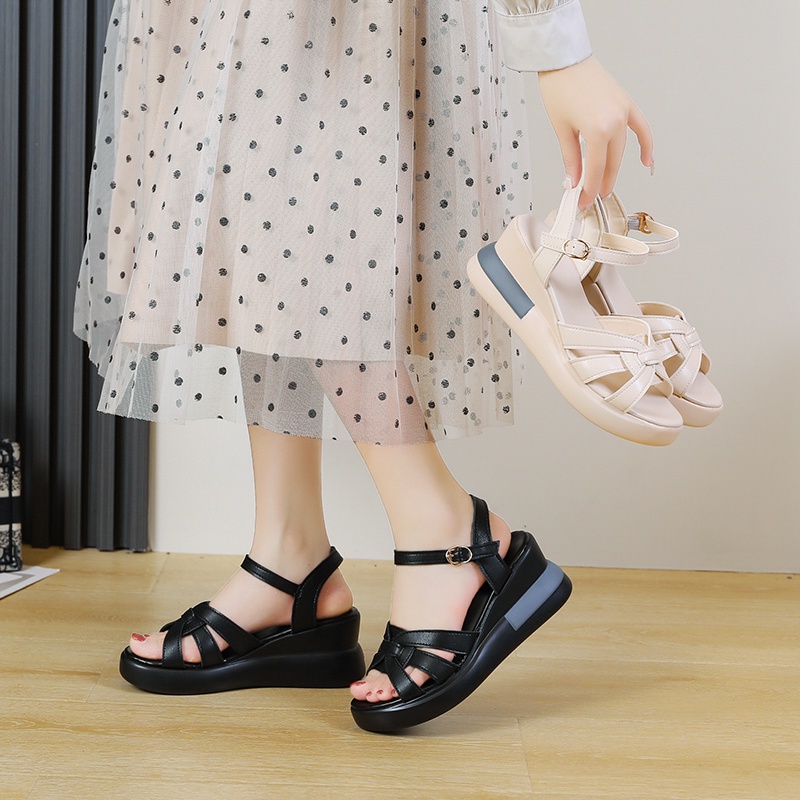 KZT-SW11 Sepatu Wanita Sandal Wedges Slip On Kasual Fashion Import COD Termurah