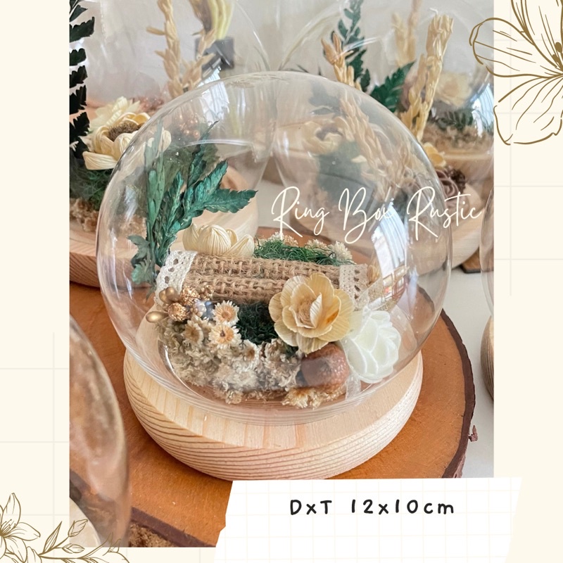 Glass Dome Ring Bearer Cincin Rustic Nikah