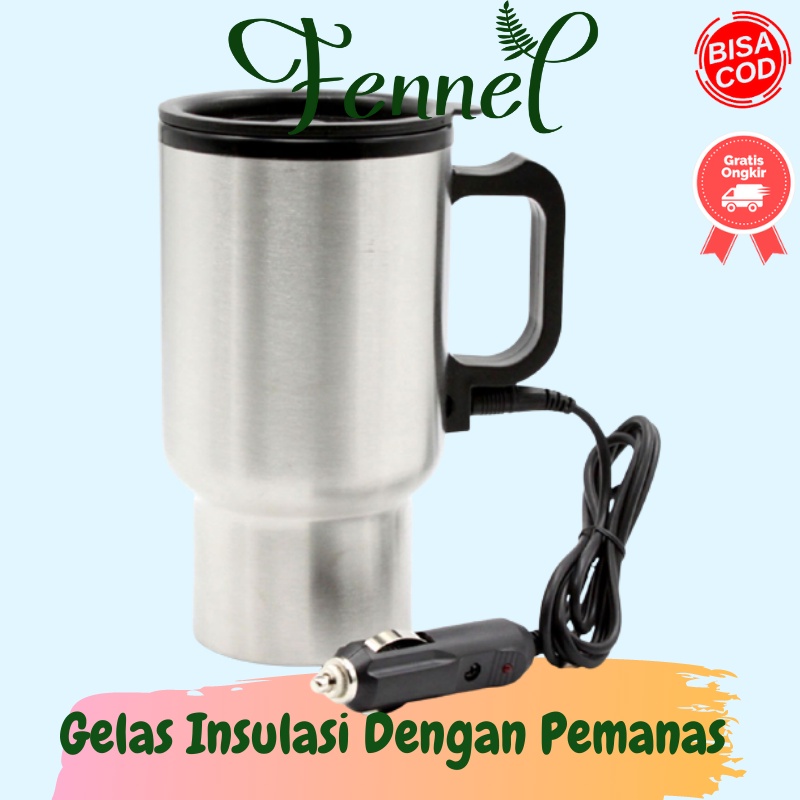 Gelas Insulasi Car Kettle Stainless Steel Dengan Pemanas 12V 450ML NJ88