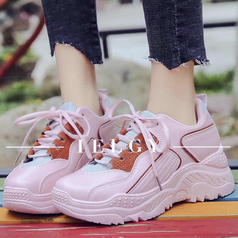 Ielgy Sepatu Sneakers Lari Sport Korea Sol Tebal untuk Pelajar Wanita