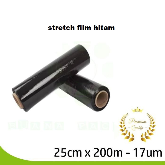 

Plastik Wrapping Hitam 25cm x 200m Stretch film elastis tebal packing