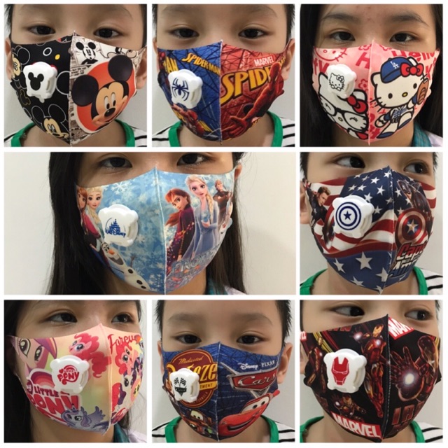 Masker Anak Respirator Kain Printing / Masker Respirator Anak