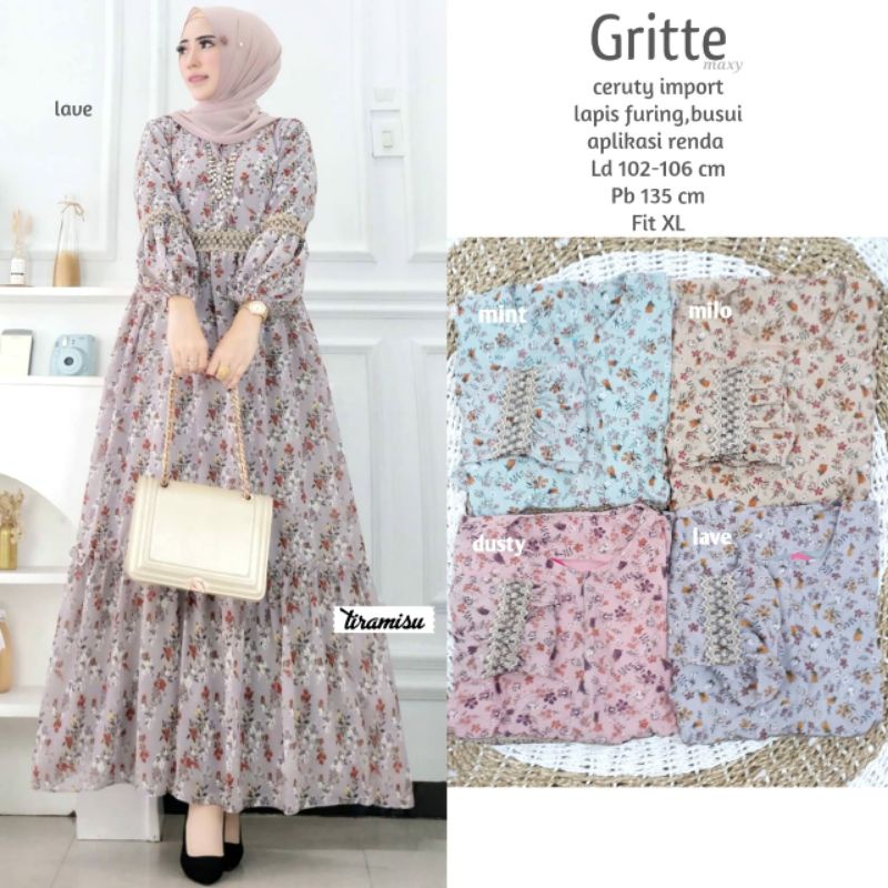 GRITTE  MAXY DRESS MAXI CERUTY MURAH LAPIS FURING BY TIRAMISU