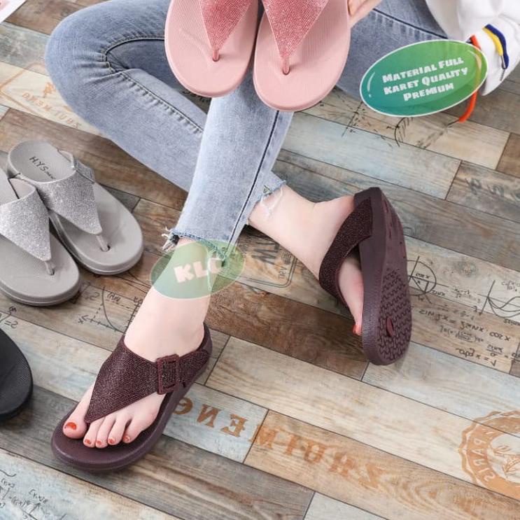 sandal wedges jepit wanita sandal karet perempuan