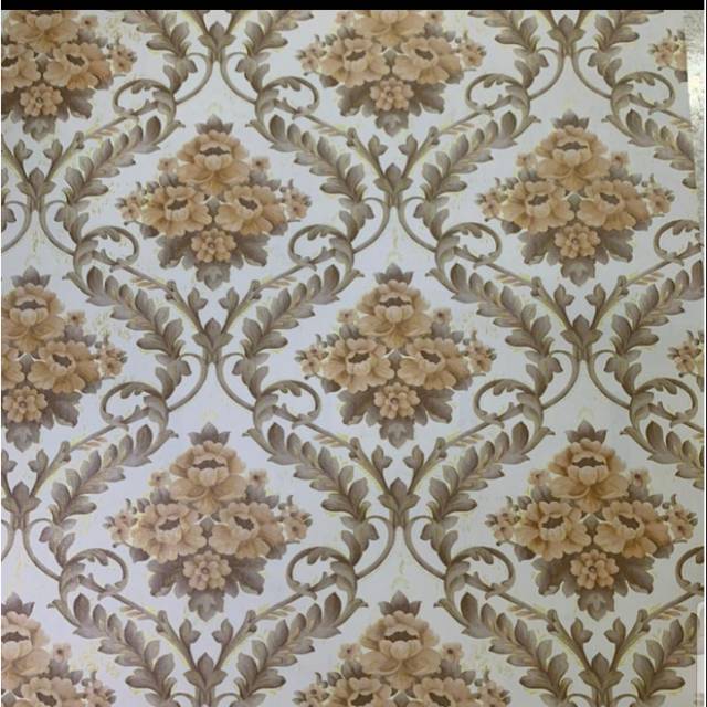 Wallpaper sticker dinding motif bunga coklat