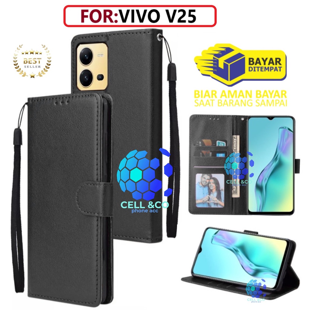 NEW VIVO V25 CASE FLIP LEATHER WALLET PREMIUM FLIP CASE BUKA TUTUP KESING HP CASING FLIP CASE WALLET VIVO V25 5G