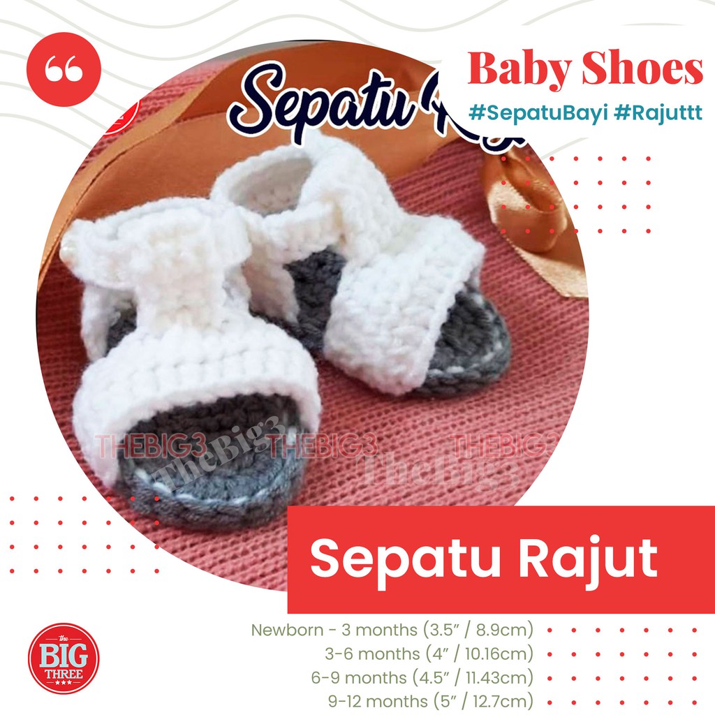 Sepatu Kaos Kaki Rajut Bayi Newborn Cewek Perempuan - Sandal Putih white grey Rajutan Handmade PO