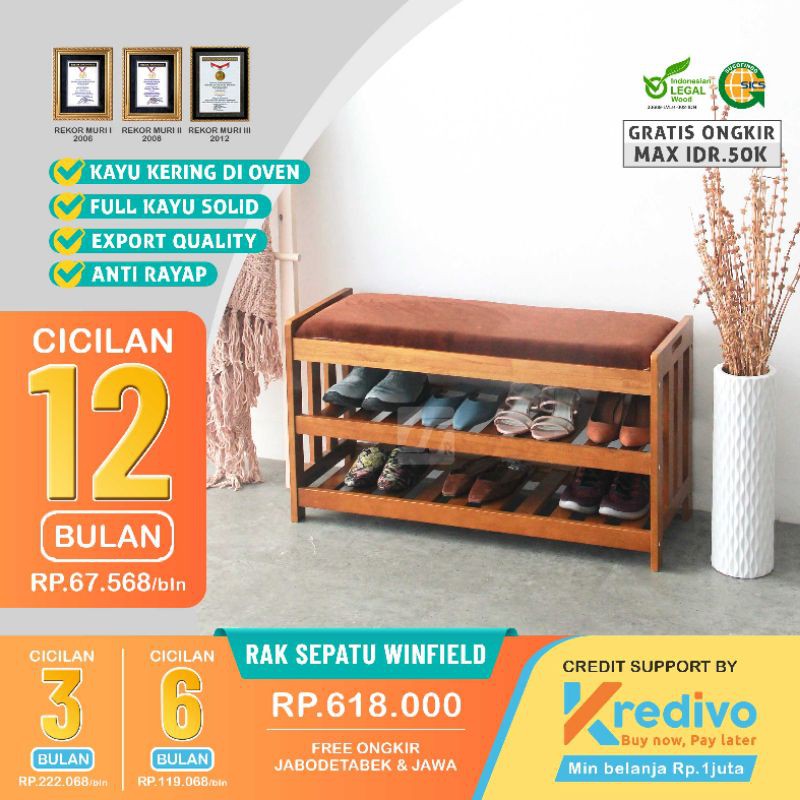 Rak Sepatu Winfield - Medium Oak
