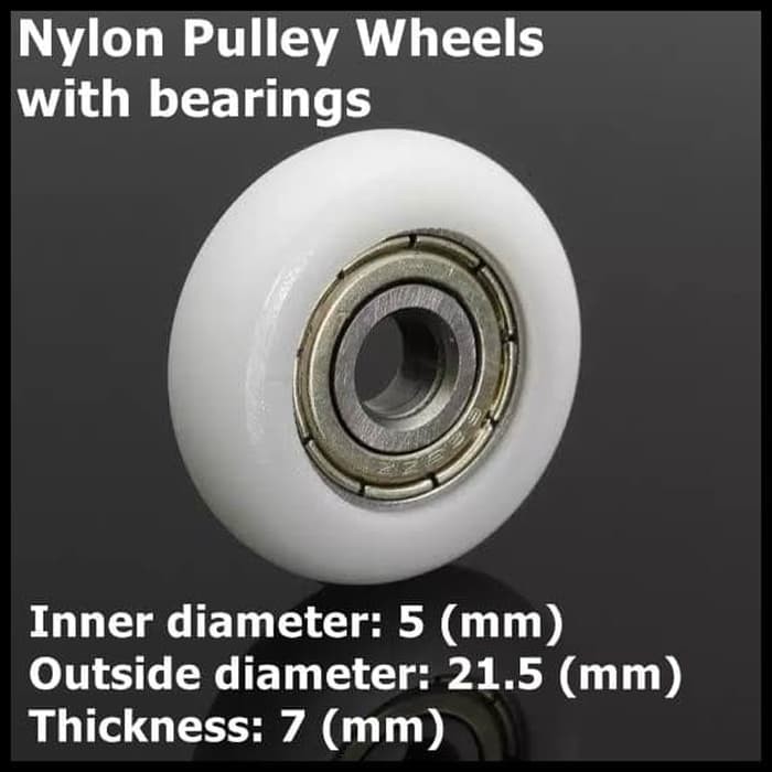 Pulley Wheel Nylon with Bearing 5 x 22 x 7mm Groove Carbon Steel