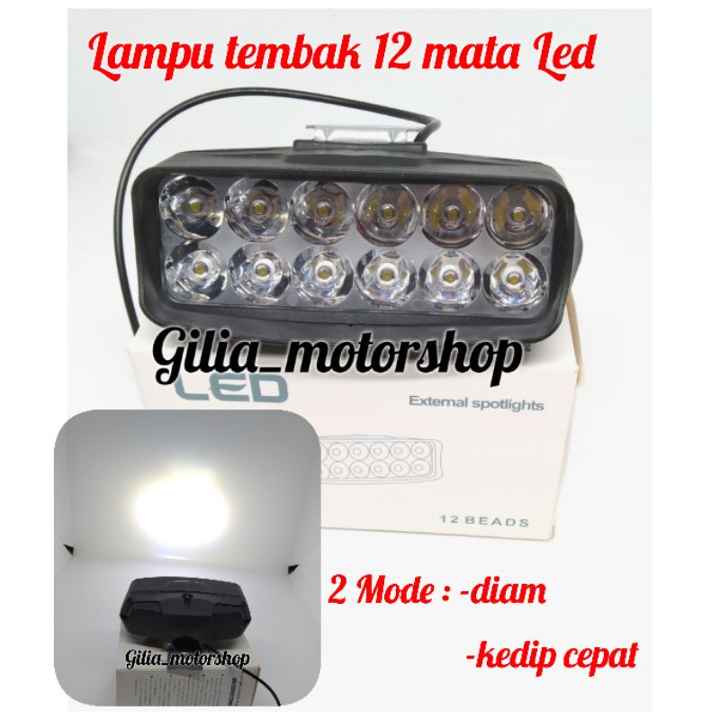 Lampu Sorot Kotak 12 Mata Lampu Tembak LED 12 mata Buat Motor Mobil/lampu utama LED  12 LED nyala putih