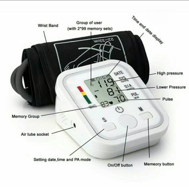 Alat cek tekanan darah lengan atas dengan monitor