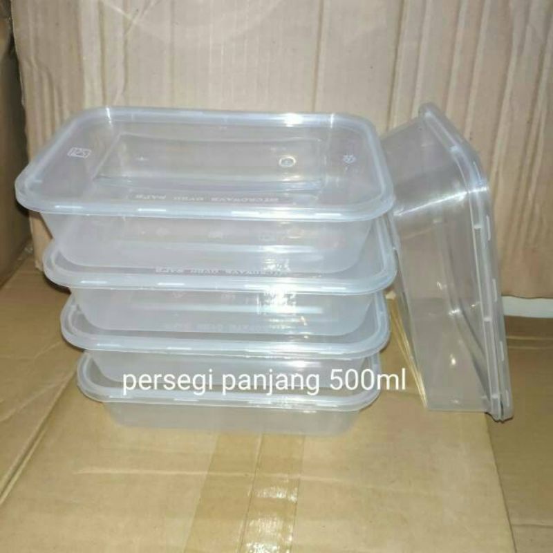 KOTAK MAKAN PANJANG 500ML - BOX THINWALL FOOD CONTAINER - ISI 5 PCS