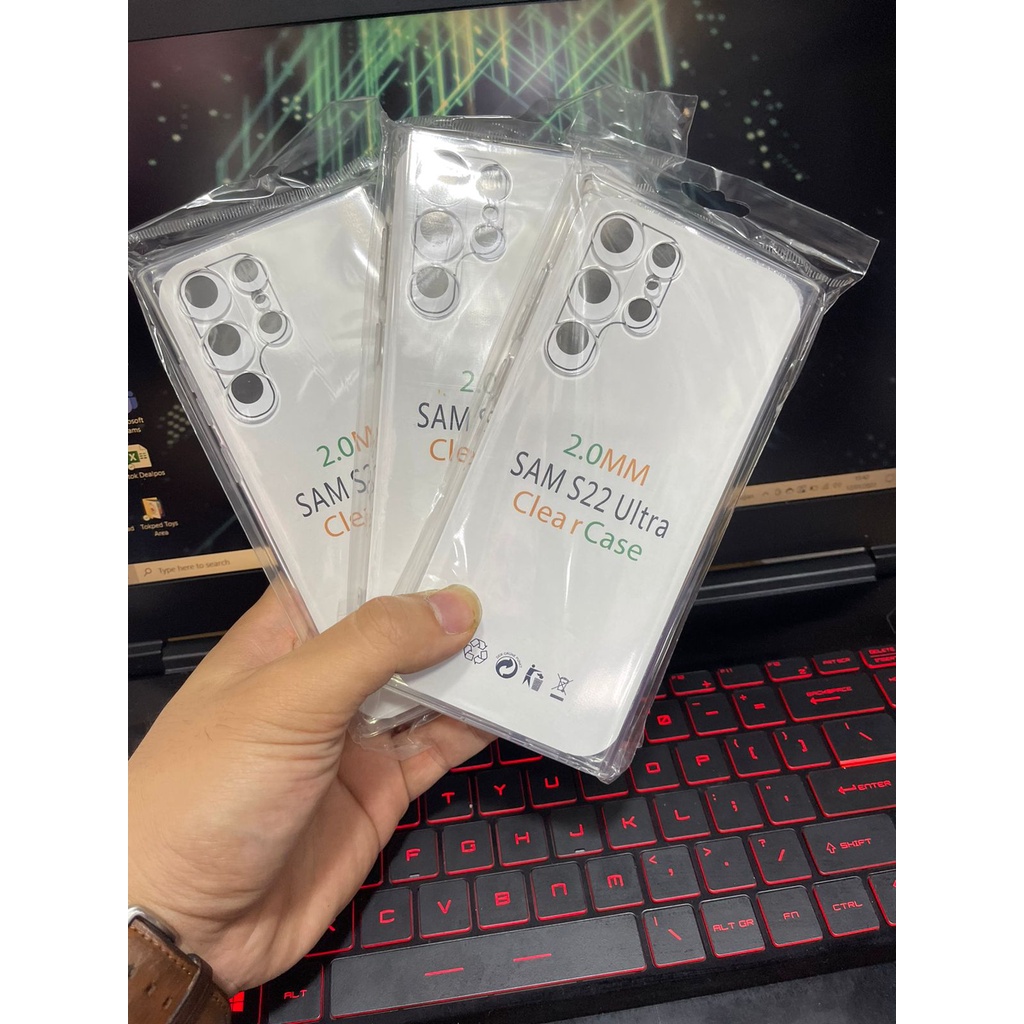 Case Bening Clear Samsung S22 S22 Plus S22 Ultra Clear Case Transparan 2.0mm + Pelindung Kamera