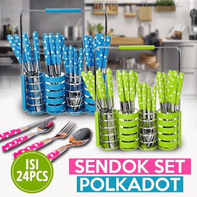 Sendok Polkadot Set 24Pcs + Tempat