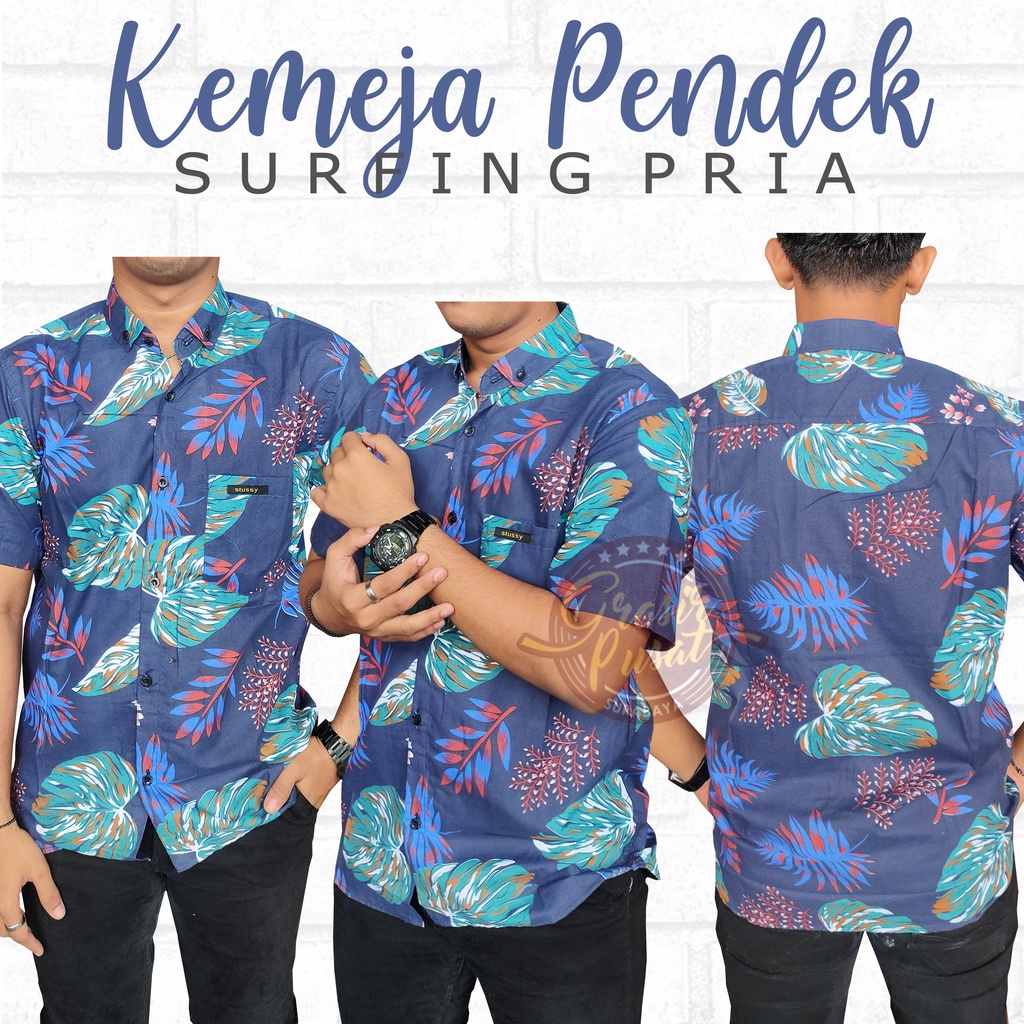 Kemeja Pria Surfing Distro Lengan Pendek Khusus Grosir Minimal 3 Pcs