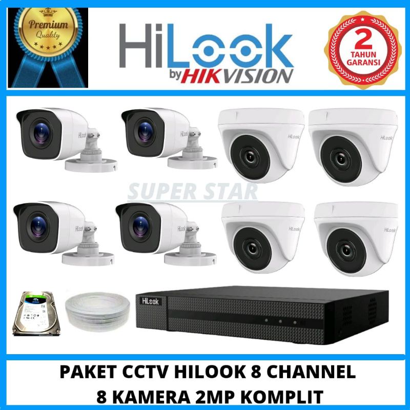 PAKET CCTV HILOOK 2MP 8 CHANNEL 8 KAMERA AUDIO SERIES BISA MEREKAM SUARA DAN VIDEO ORIGINAL