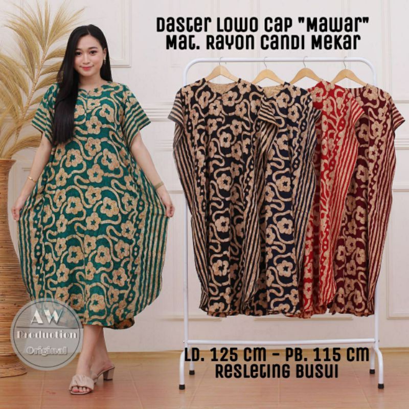 Daster Lowo Jumbo Rayon Kekinian Busui Resleting Depan Kalong Kelelawar Cap Baju Wanita Batik Pekalongan