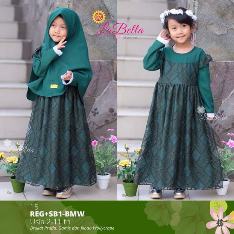 [ YUMNA ] By Labella Gamis Yumna Brukat Labella dress pesta anak junior ready stok baju gamis Samari
