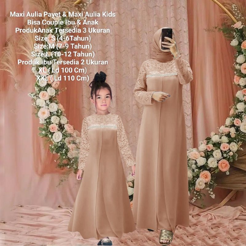 Gamis Terbaru Couple Kondangan Pasangan Ibu Dan Anak Maxi Couple Aulia Matt Moscrepe Good qualty premium