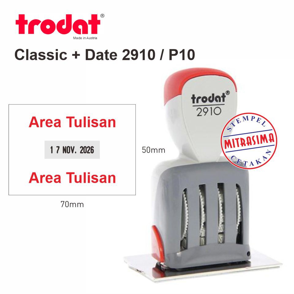

Stempel Trodat 2910-P10 ( Tulisan + tanggal model klasik persegi )