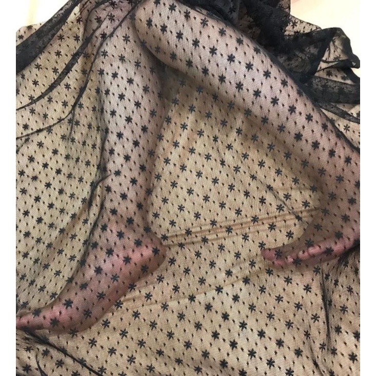 kain tile dot salju tulle snow flake