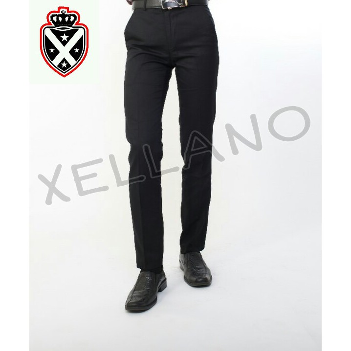 Celana Formal Pria Panjang Kerja Kantor Slimfit Bahan Kain Drill Warna Hitam 28-36