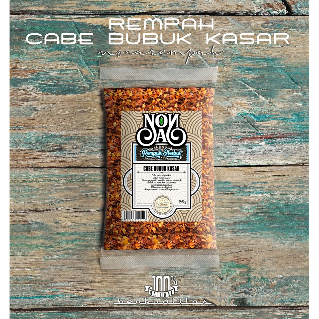

Cabe Bubuk Kasar 75 Gram Rempah Natural Organic Alami dan Murni