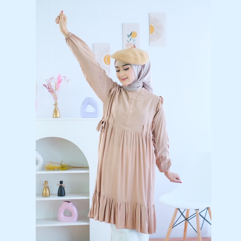 (AMD) TUNIK MOFITA SERUT SAMPING DAILY BUSUI MIDI DRESS RAYON