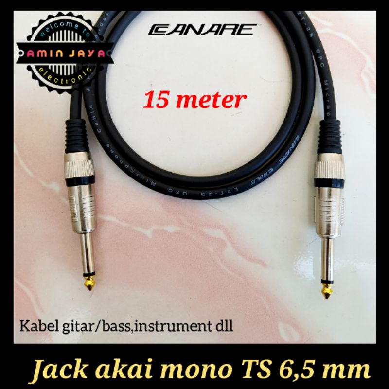 Kabel jack akai mono 6,5 mm kabel gitar bass instruments 15 meter