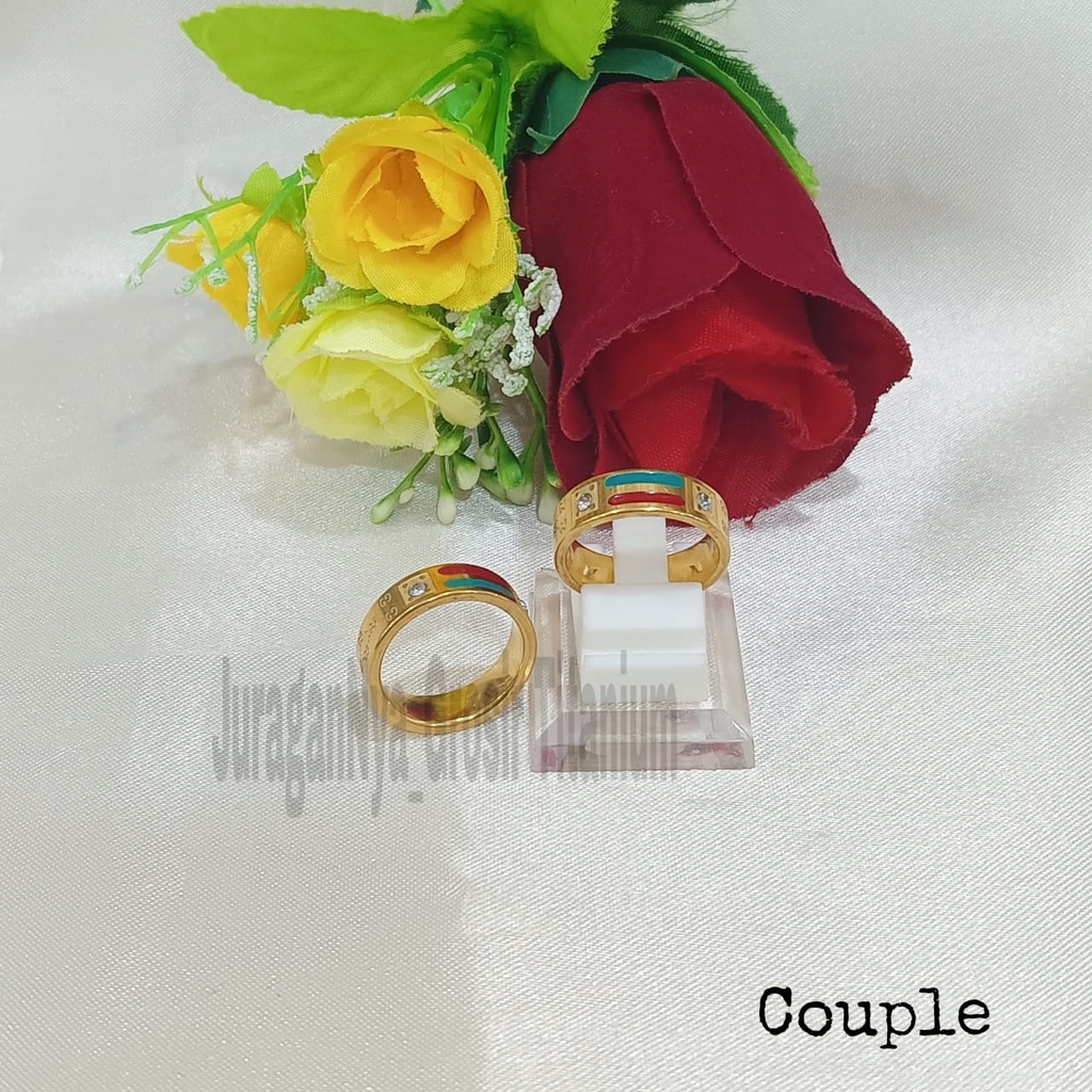 CINCIN Titanium FULL DIAMOND COUPLE/PASANGAN SUPER perhiasan fashion Korea anti karat&amp;anti luntur