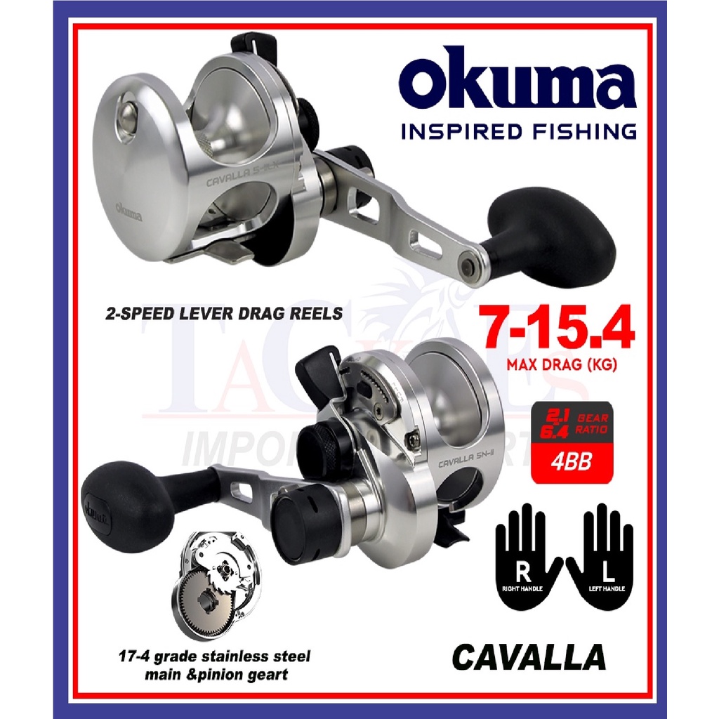 Reel OKUMA CAVALLA 2 Speed Drag : CAV 5-II / CAV 5N-II /CAV 12N-II Handle Kanan