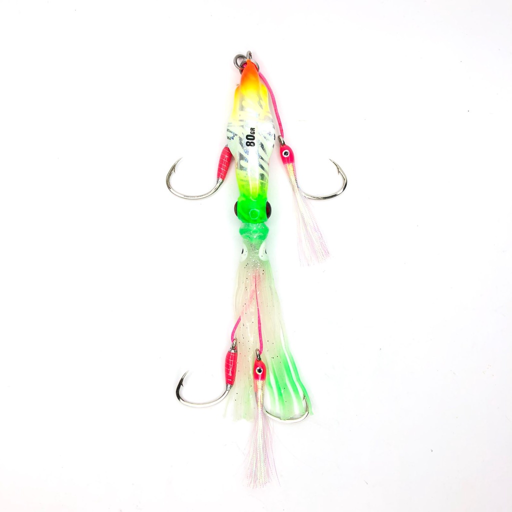 Umpan Lure Metal Jig Cumi 80gr GID The Angler Series + 2 Assist Double Hook GID 1/0