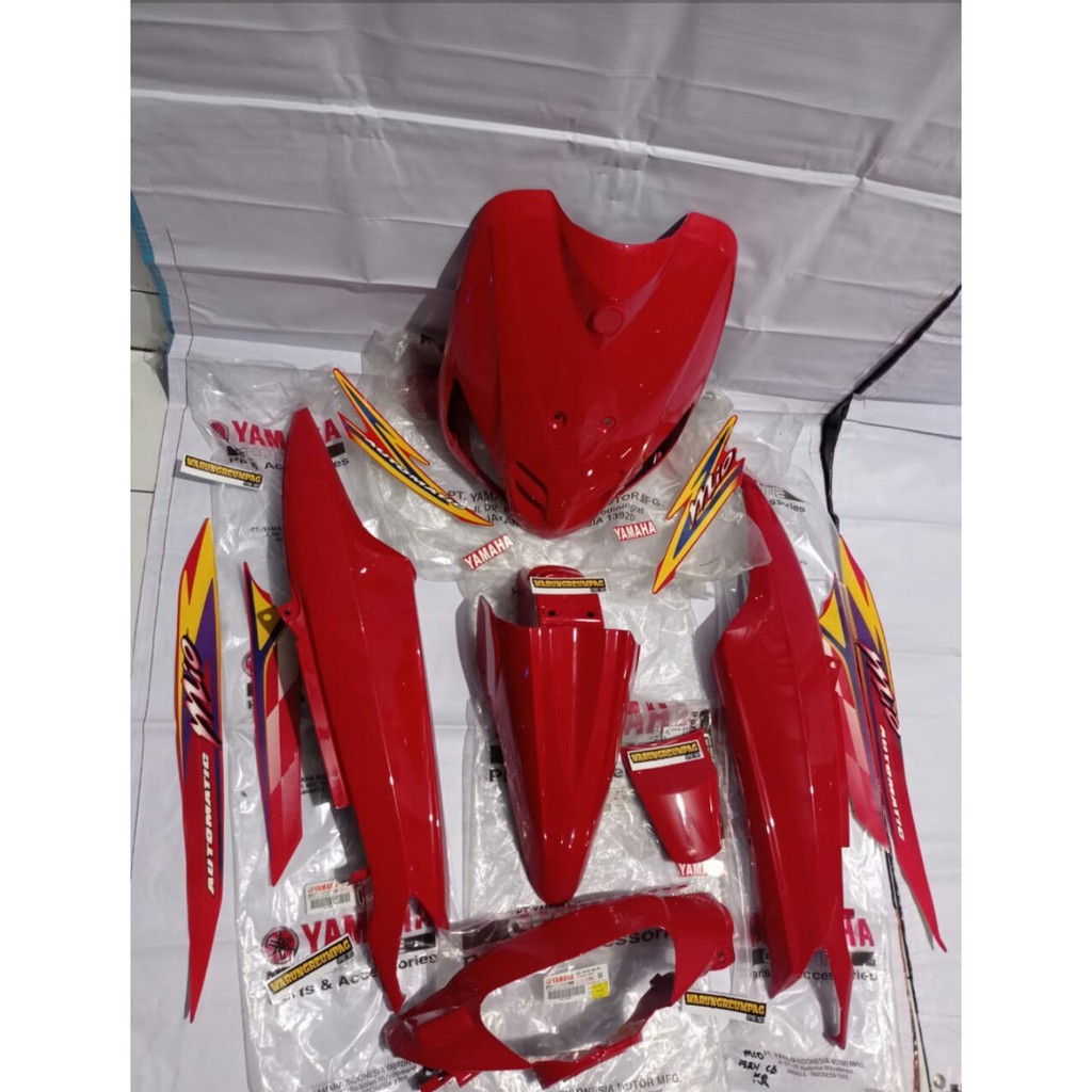 BODY ALUS FULL SET STRIPING MIO SPORTY MERAH ORI YGP